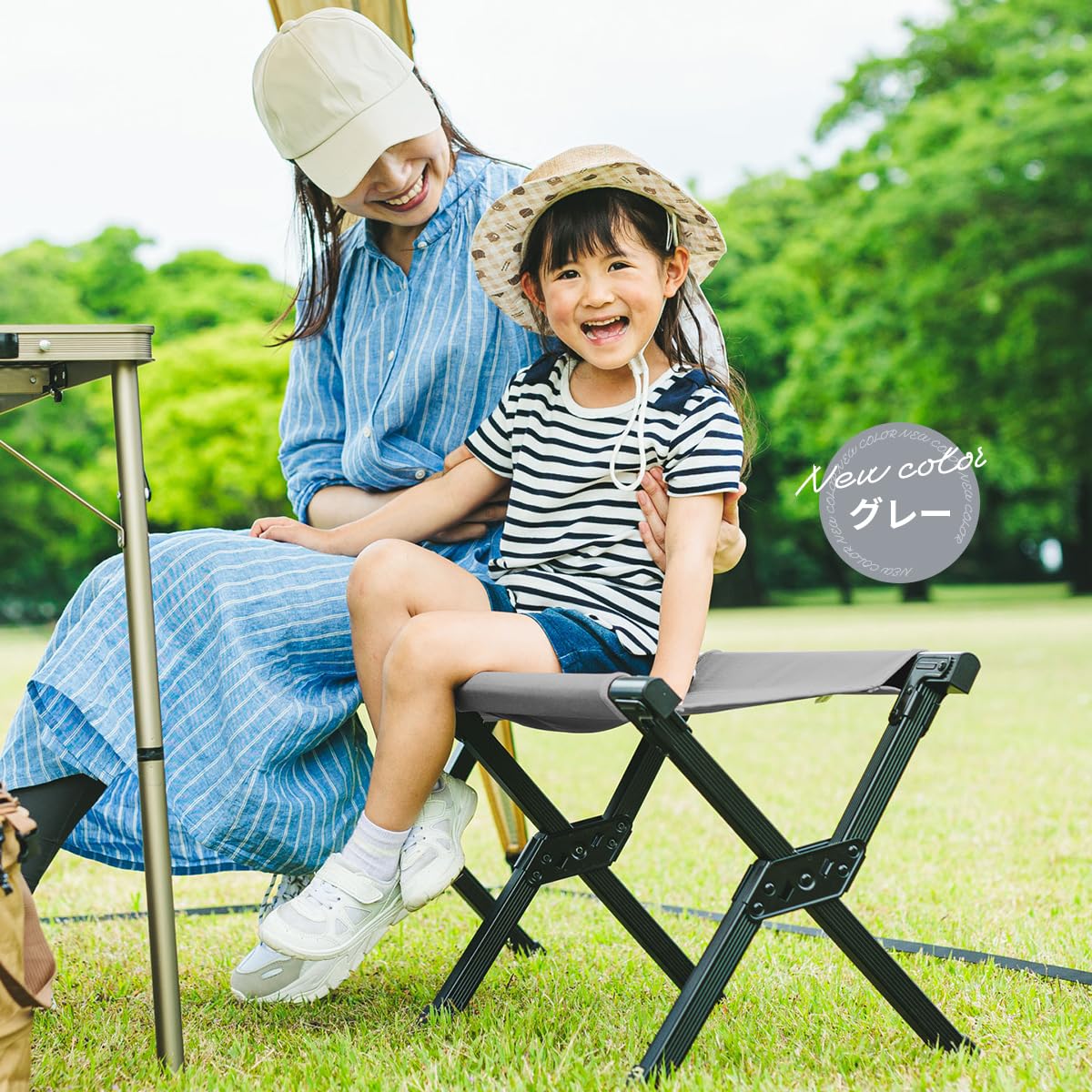 クイックキャンプ　折りたたみローベンチ（サンド）＋ベンチカバー（ブラック） クイックキャンプ 折りたたみローベンチ（サンド）＋ベンチ